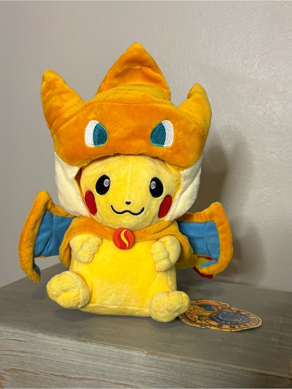 Pokemon Pikachu Mega Charizard w/Mustard&Blue Cape NWT Plush